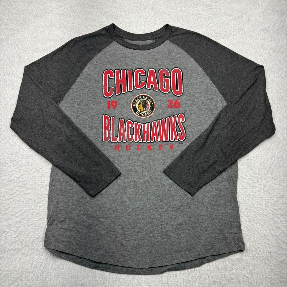 Fanatics Chicago Blackhawks Long Sleeve Shirt Gray Men's Size XL